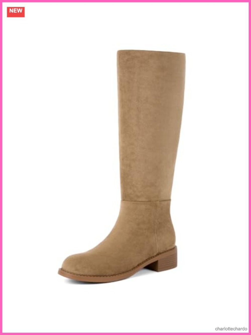Knee High Boots for Women Low Chunky Heel Round Toe Faux Suede Riding Boots
